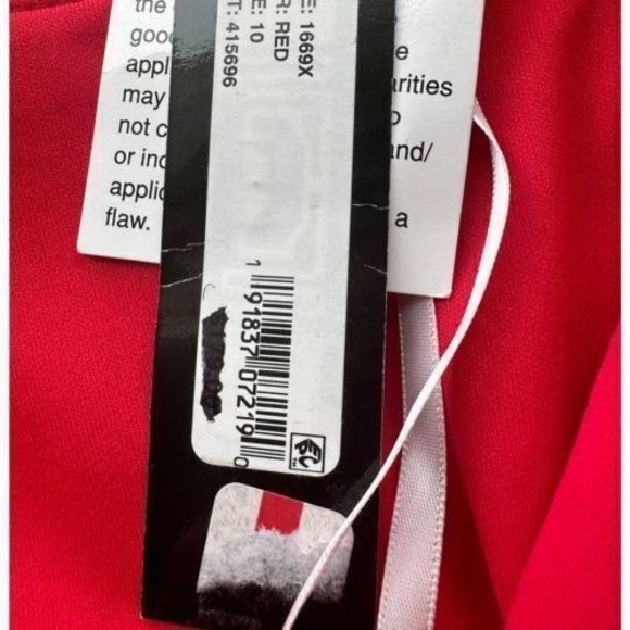 Xscape Red V Neck Strappy Ruffle Fit & Flare Asymmetrical Cocktail Midi‎ Dress - Picture 9 of 9